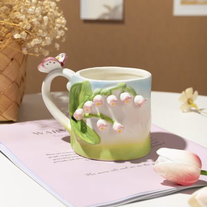 Hand Painted 3D Tulip Porcelain Mugs 400ml