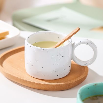 Korean Style Splash Ink Ceramic Mug White, 300ml
